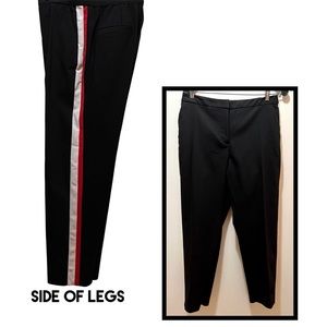 Essentials by ABS black pants red & white stripes down leg size 10 NWT
